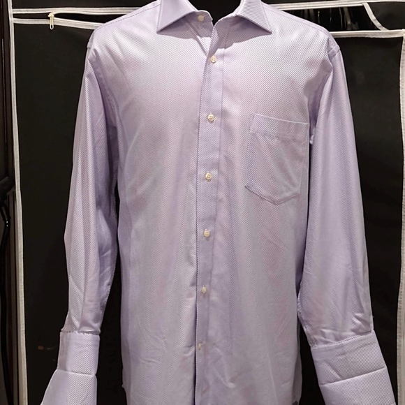 Next Luxury Superfine Orchid Ocean's 11 Brad Pitt Shortened French Cuff Shirt